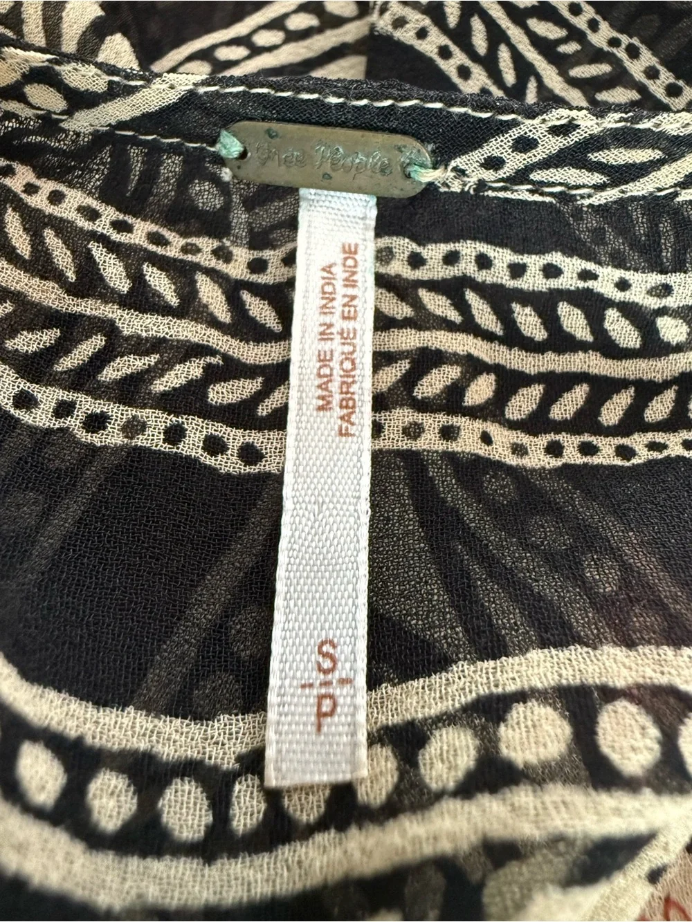 Free People Feather in the Wind Boho Beaded Tunic Blouse Top Small